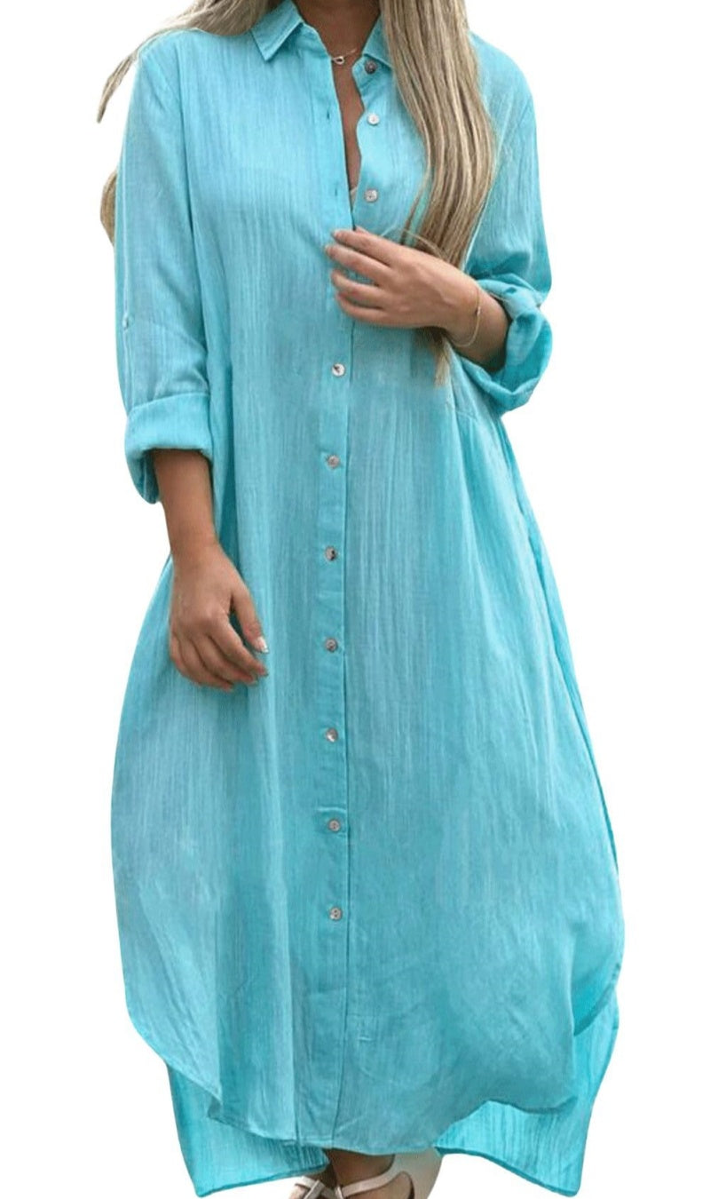 Chouyatou Summer Dresses for Women 2025 Casual Loose Split Long Sleeve CHOUYATOU Chouyatou Summer Dresses for Women 2025 Casual Loose Split Long Sleeve CHOUYATOU