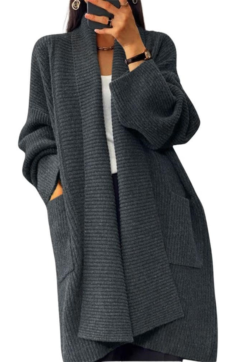 Chouyatou Women's Chunky Open Front Long Cardigan Lightweight Long Sleeve Coatigan Sweater