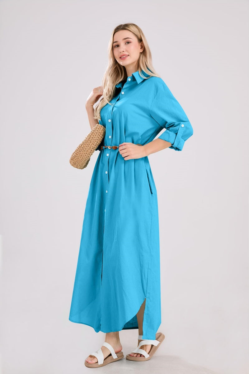 Chouyatou Summer Dresses for Women 2025 Casual Loose Split Long Sleeve CHOUYATOU Chouyatou Summer Dresses for Women 2025 Casual Loose Split Long Sleeve CHOUYATOU
