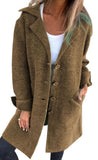 Chouyatou Women Long Cardigan Notched Collar Button Down Loose Fit Knit Blazer Sweater Jacket