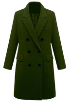 Chouyatou Women's Classic Notched Lapel Double-Breasted Warm Pea Coat Overcoat with Pockets