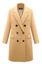 Chouyatou Women's Classic Notched Lapel Double-Breasted Warm Pea Coat Overcoat with Pockets