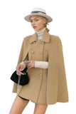 Chouyatou Women's Elegant Poncho Double-Breast Slit Sleeve Flowy Wool Blend Cape Cloak Coat