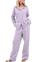 Chouyatou Womens Pajama Sets Cotton Pj Set Cute Heart Print Long Sleeve Button Down Shirt With Long Pants