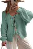 Chouyatou Women's Cute Bow Knot Cardigan Fall Casual Oversized Ribbed Knit Sweater Cardigan Tops