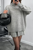 Chouyatou Women's 2 Piece Sweater Skirt Sets Turtleneck Pullover Tops Mini Pleated Skirt Two Piece Knitted Outfits