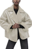 Chouyatou Women's Winter Sherpa Lined Faux Leather Jacket Casual Motorcycle Oversized Leather Jacket