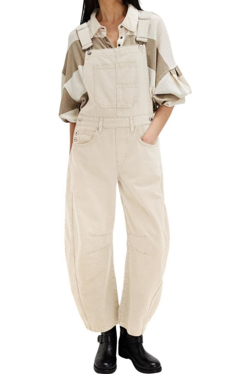 Chouyatou Women Y2k Baggy Barrel Jeans Overalls Wide Leg Denim Pants Bib Overalls Jumpsuit Boyfriend Patchwork Jeans