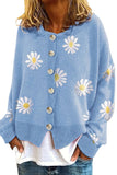 Chouyatou Women's Vintage Floral Crop Cardigan Sweather Artistic Aesthetic Cable Knitted Oversized Sweater Outwear