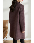 Chouyatou Women's Notch Lapel Herringbone Wool Coat Formal Office Work Double Breasted Winter Pea Coat