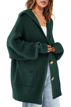 Chouyatou Women's Oversized Sailor Collar Button Cardigans Chunky Knit Long Sleeve Slouchy Sweaters Coat with Pockets