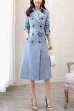 Chouyatou Women's Classic Double Breasted Midi-Length Trench Coat with Belt