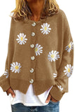 Chouyatou Women's Vintage Floral Crop Cardigan Sweather Artistic Aesthetic Cable Knitted Oversized Sweater Outwear