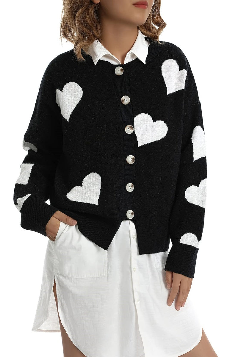 Chouyatou Women's Vintage Floral Crop Cardigan Sweather Artistic Aesthetic Cable Knitted Oversized Sweater Outwear