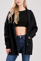 Chouyatou Women's Oversized Sailor Collar Button Cardigans Chunky Knit Long Sleeve Slouchy Sweaters Coat with Pockets