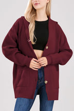 Chouyatou Women's Oversized Sailor Collar Button Cardigans Chunky Knit Long Sleeve Slouchy Sweaters Coat with Pockets