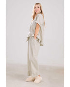 Chouyatou Womens Gingham Pajama Set 2 Piece Short Sleeve Babydoll Shirt and Pants Lounge Set Cute Sleepwear