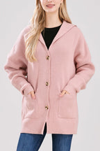 Chouyatou Women's Oversized Sailor Collar Button Cardigans Chunky Knit Long Sleeve Slouchy Sweaters Coat with Pockets