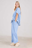 Chouyatou Womens Gingham Pajama Set 2 Piece Short Sleeve Babydoll Shirt and Pants Lounge Set Cute Sleepwear