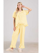 Chouyatou Womens Gingham Pajama Set 2 Piece Short Sleeve Babydoll Shirt and Pants Lounge Set Cute Sleepwear