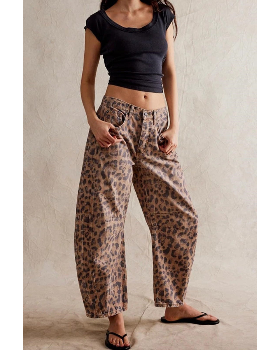 Chouyatou Barrel Jeans Women Wide Leg Cropped Jeans Y2k Mid Rise Baggy Jeans Boyfriend Denim Pants Harem Pants