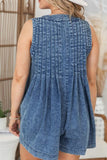 Chouyatou Womens Casual Sleeveless Tie Front Denim Romper Overall Shorts Summer Jean Romper With Pocket
