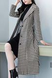 Chouyatou Women's Houndstooth Trench Coat Winter Single Breasted Quilt-Lined Long Coat