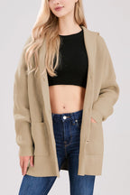 Chouyatou Women's Oversized Sailor Collar Button Cardigans Chunky Knit Long Sleeve Slouchy Sweaters Coat with Pockets