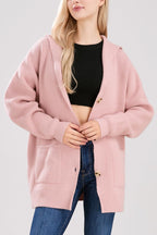 Chouyatou Women's Oversized Sailor Collar Button Cardigans Chunky Knit Long Sleeve Slouchy Sweaters Coat with Pockets