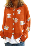 Chouyatou Women's Vintage Floral Crop Cardigan Sweather Artistic Aesthetic Cable Knitted Oversized Sweater Outwear