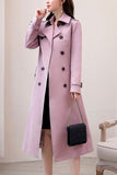 Chouyatou Women's Classic Double Breasted Midi-Length Trench Coat with Belt