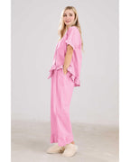 Chouyatou Womens Gingham Pajama Set 2 Piece Short Sleeve Babydoll Shirt and Pants Lounge Set Cute Sleepwear