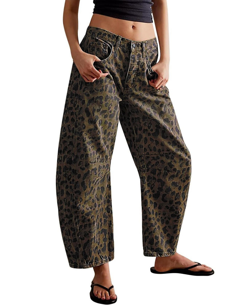 Chouyatou Barrel Jeans Women Wide Leg Cropped Jeans Y2k Mid Rise Baggy Jeans Boyfriend Denim Pants Harem Pants