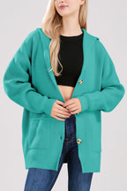 Chouyatou Women's Oversized Sailor Collar Button Cardigans Chunky Knit Long Sleeve Slouchy Sweaters Coat with Pockets