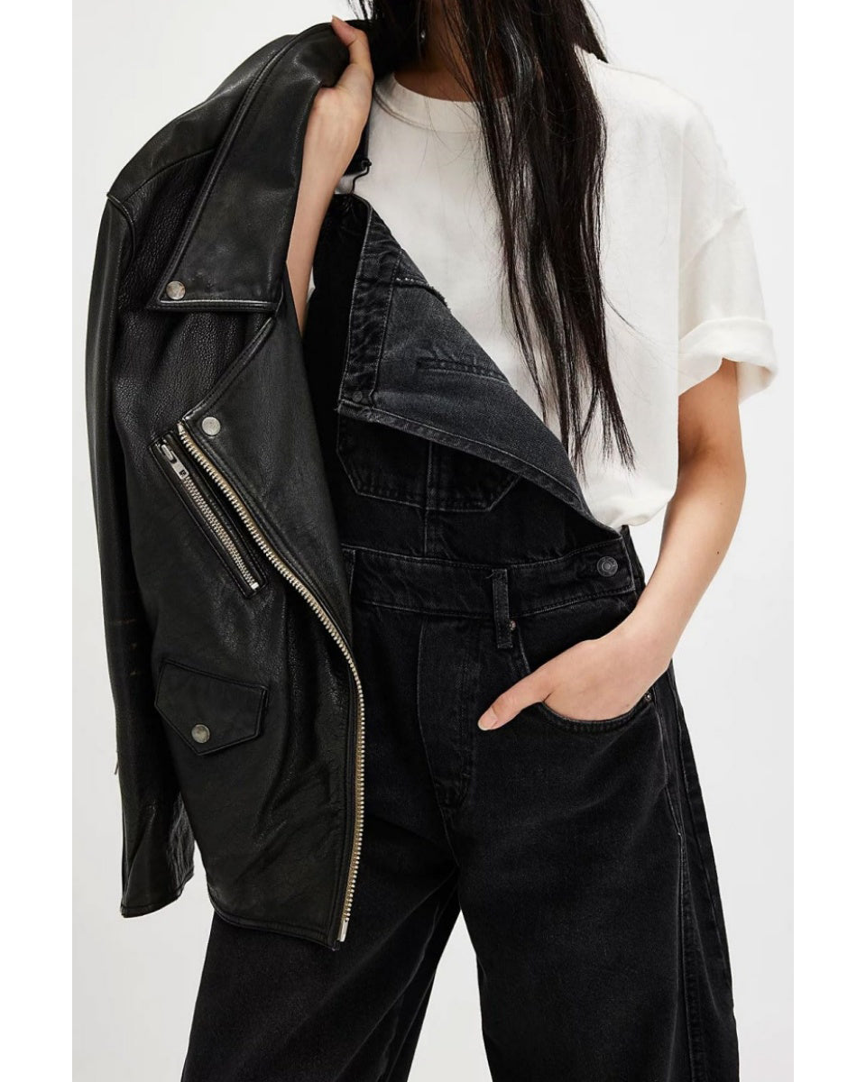 Chouyatou Women Y2k Baggy Barrel Jeans Overalls Wide Leg Denim Pants Bib Overalls Jumpsuit Boyfriend Patchwork Jeans