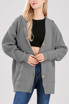 Chouyatou Women's Oversized Sailor Collar Button Cardigans Chunky Knit Long Sleeve Slouchy Sweaters Coat with Pockets