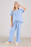 Chouyatou Womens Gingham Pajama Set 2 Piece Short Sleeve Babydoll Shirt and Pants Lounge Set Cute Sleepwear