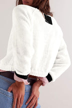 Chouyatou Women Knitted Button Down Cropped Cardigan Jacket Sweater Y2k Fall Knit Color Block Sweater Crewneck Crop Short Coat