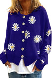 Chouyatou Women's Vintage Floral Crop Cardigan Sweather Artistic Aesthetic Cable Knitted Oversized Sweater Outwear