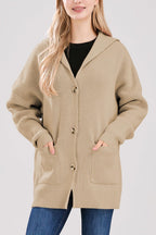 Chouyatou Women's Oversized Sailor Collar Button Cardigans Chunky Knit Long Sleeve Slouchy Sweaters Coat with Pockets
