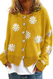 Chouyatou Women's Vintage Floral Crop Cardigan Sweather Artistic Aesthetic Cable Knitted Oversized Sweater Outwear
