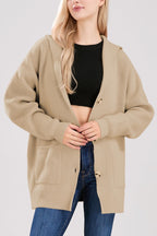 Chouyatou Women's Oversized Sailor Collar Button Cardigans Chunky Knit Long Sleeve Slouchy Sweaters Coat with Pockets