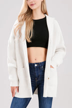 Chouyatou Women's Oversized Sailor Collar Button Cardigans Chunky Knit Long Sleeve Slouchy Sweaters Coat with Pockets