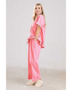 Chouyatou Womens Gingham Pajama Set 2 Piece Short Sleeve Babydoll Shirt and Pants Lounge Set Cute Sleepwear