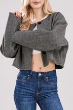 Chouyatou Women Cropped Wool Blend Pea Coat Short Jacket Peacoat Long Sleeve Button Down Crop Jacket