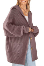 Chouyatou Women's Oversized Sailor Collar Button Cardigans Chunky Knit Long Sleeve Slouchy Sweaters Coat with Pockets