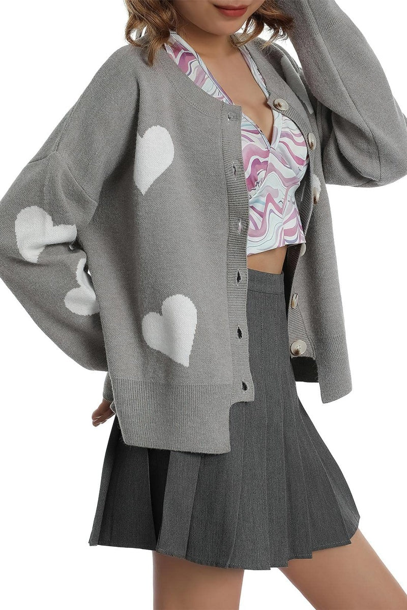 Chouyatou Women's Vintage Floral Crop Cardigan Sweather Artistic Aesthetic Cable Knitted Oversized Sweater Outwear