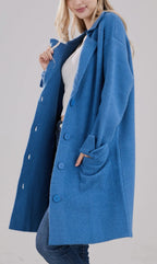 Chouyatou Women Long Cardigan Notched Collar Button Down Loose Fit Knit Blazer Sweater Jacket