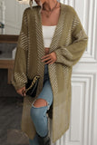 Chouyatou Women's Color Block Striped Fuzzy Long Cardigan Sweaters Open Front Diagonal Stripe Knit Cardigan Jacket Coat