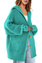 Chouyatou Women's Oversized Sailor Collar Button Cardigans Chunky Knit Long Sleeve Slouchy Sweaters Coat with Pockets